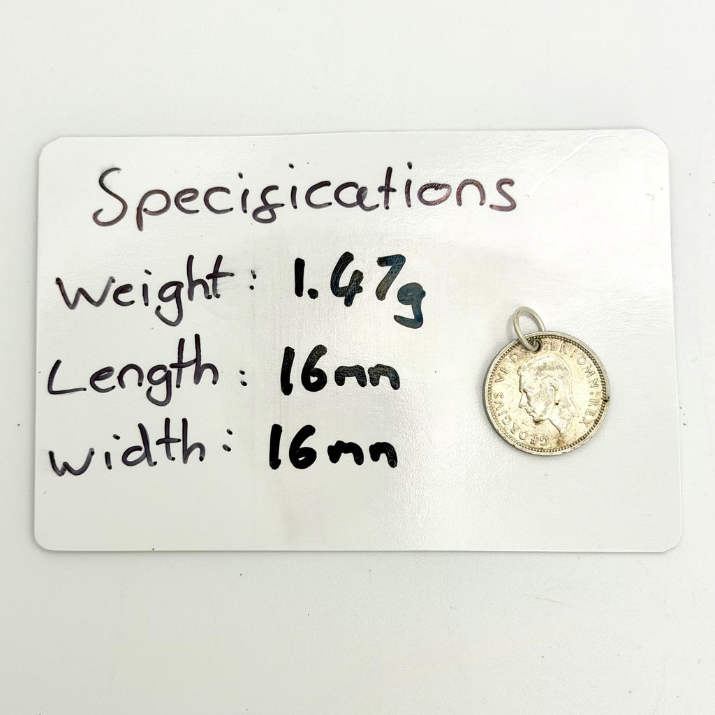 Vintage Silver 1940 Three Pence Coin Charm