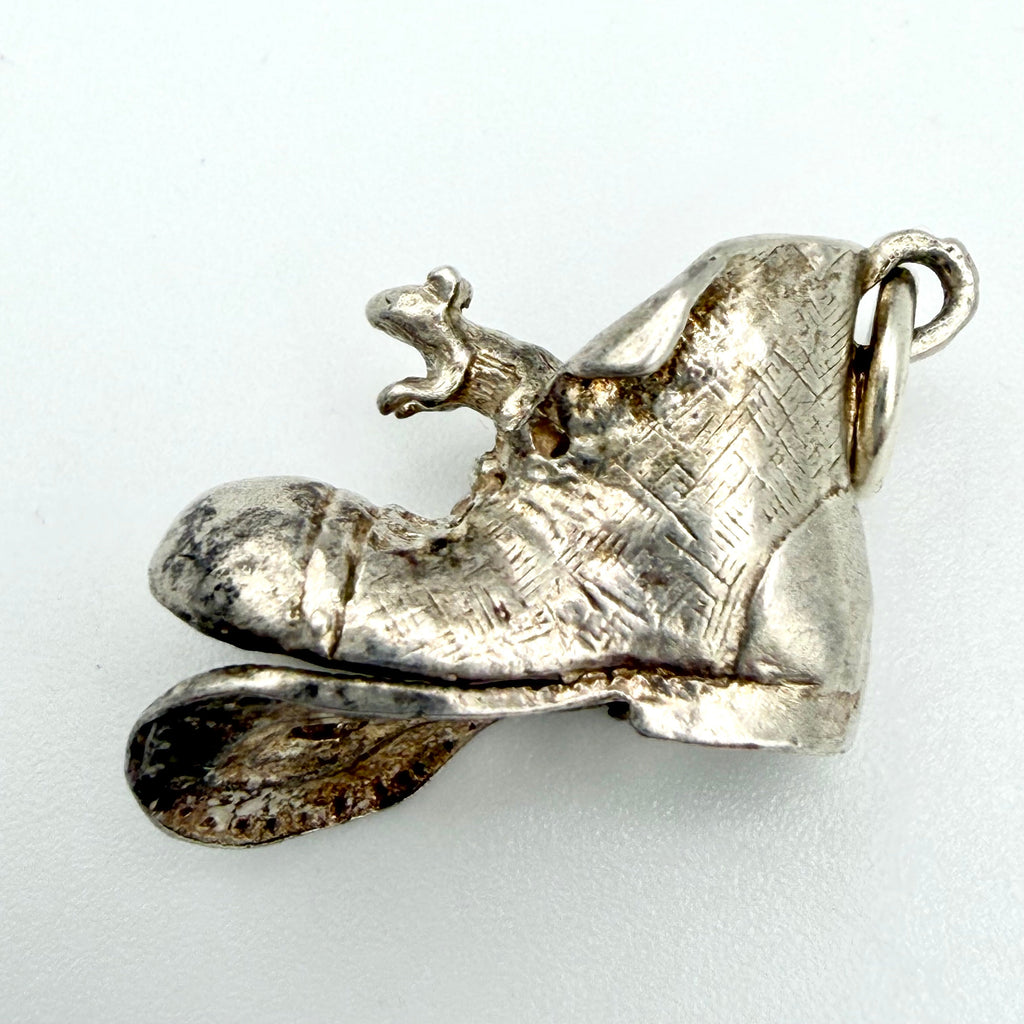 Vintage 925 Sterling Silver Mice in Boot Charm - Pats Silver