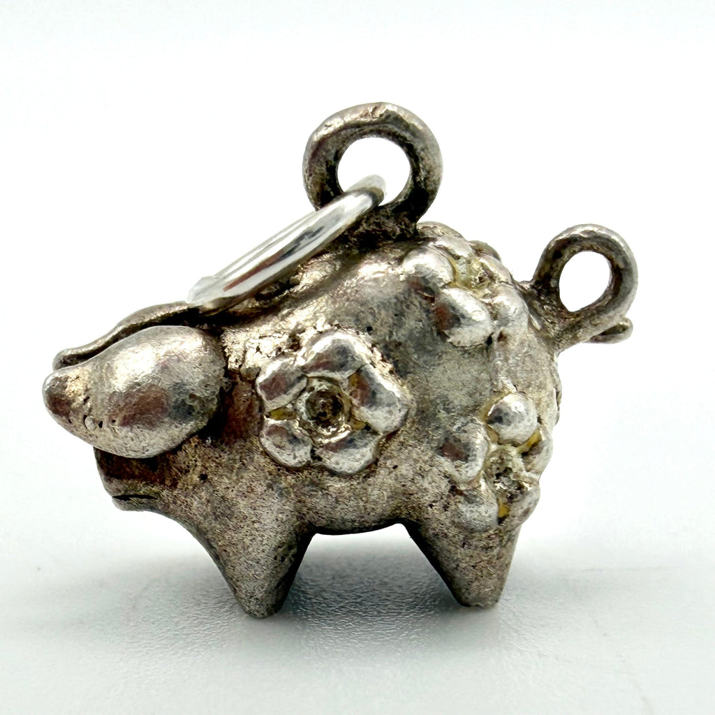 Vintage Sterling Silver Pig Charm
