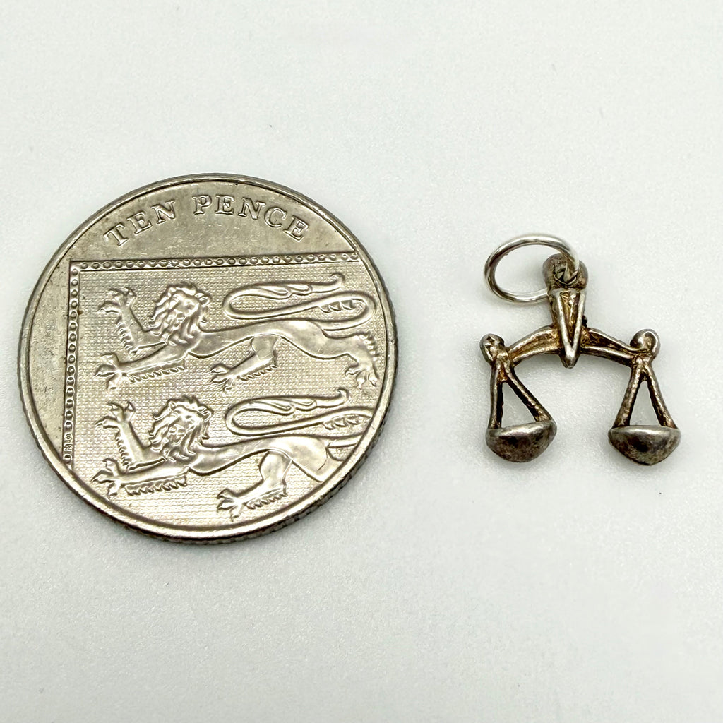 Vintage 925 Sterling Silver Libra Scales Charm