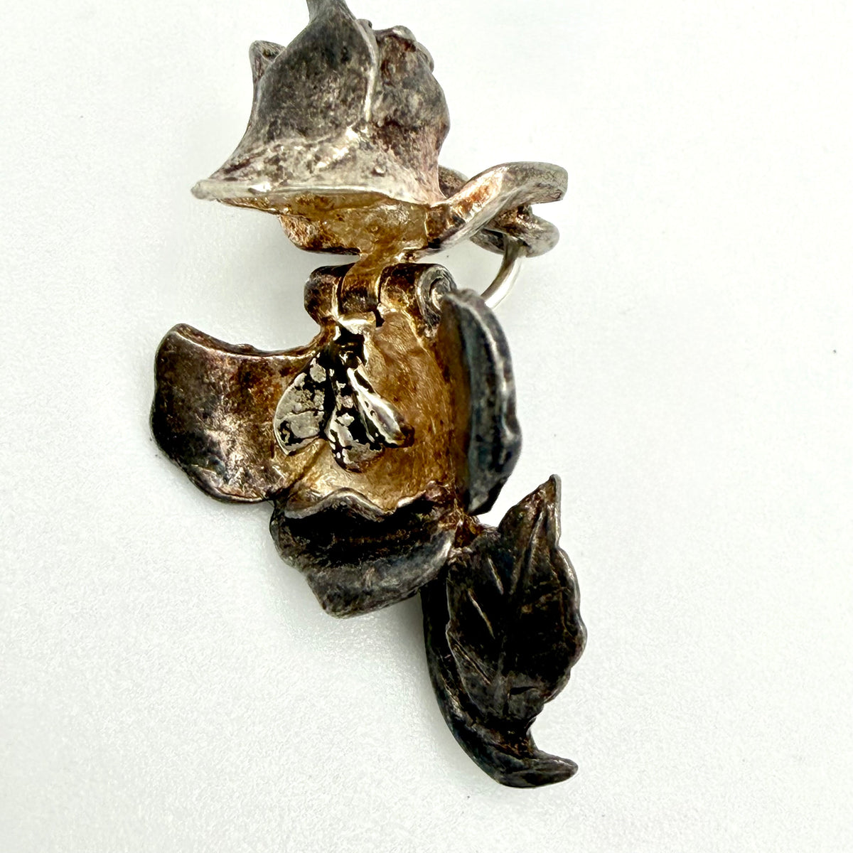 Vintage Sterling Silver articulated rose charm
