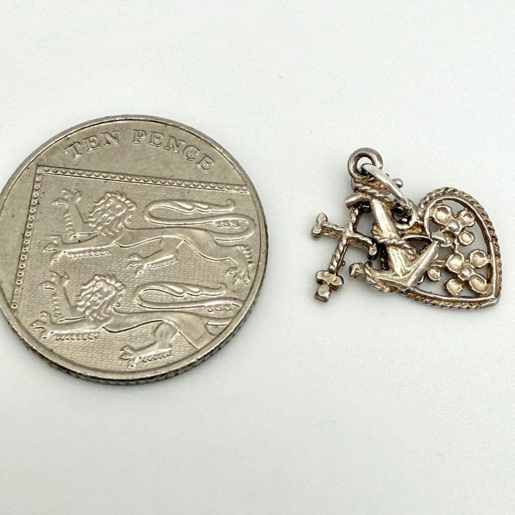 Vintage Sterling Silver Faith Hope Charity Charm
