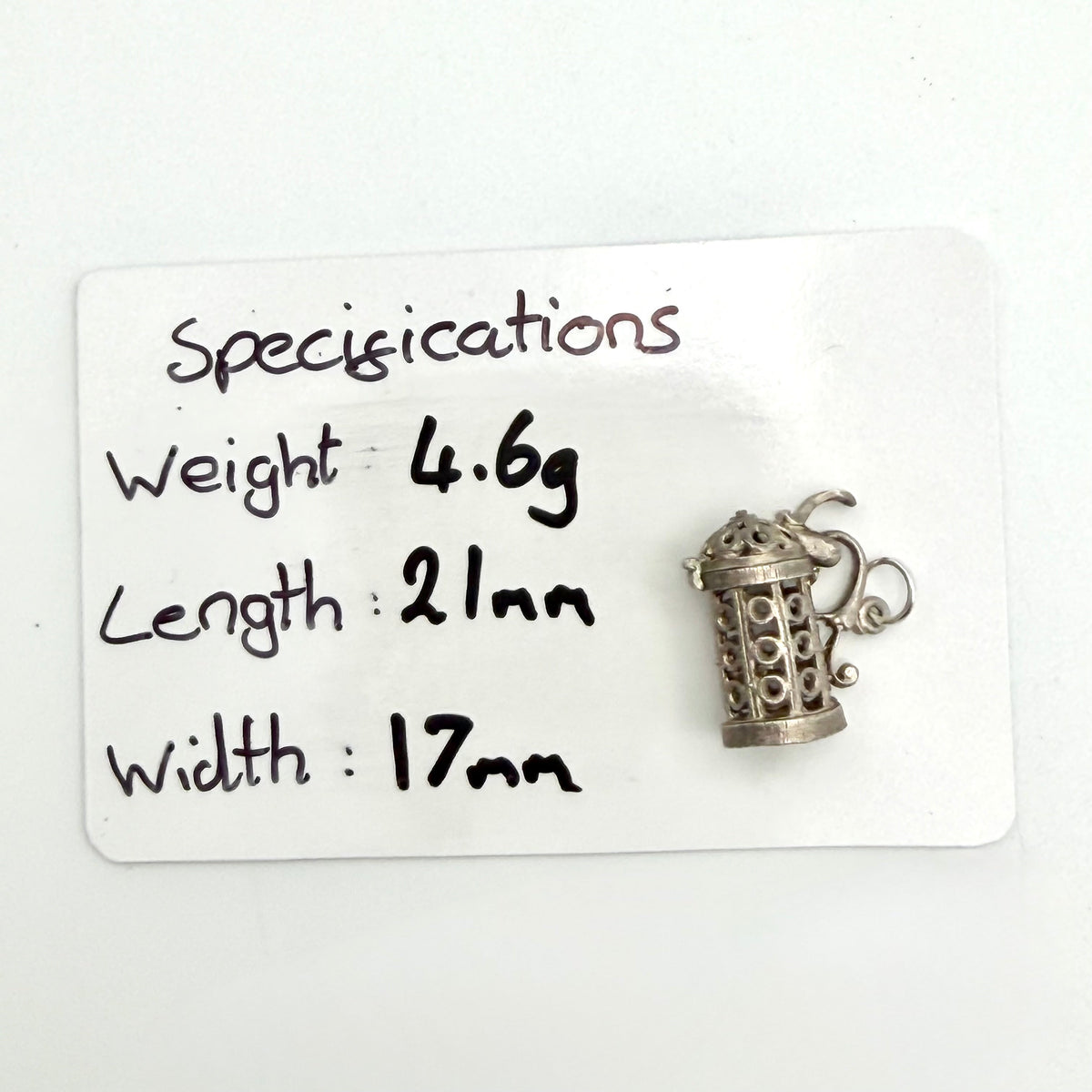 Vintage Sterling Silver Ornate Tankard Charm