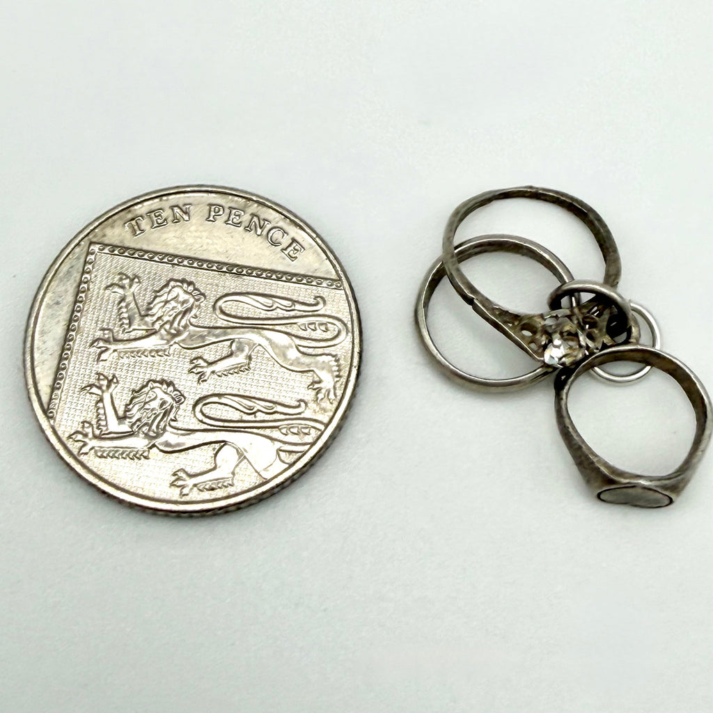 Vintage Sterling Silver Wedding Engagement Rings Charm