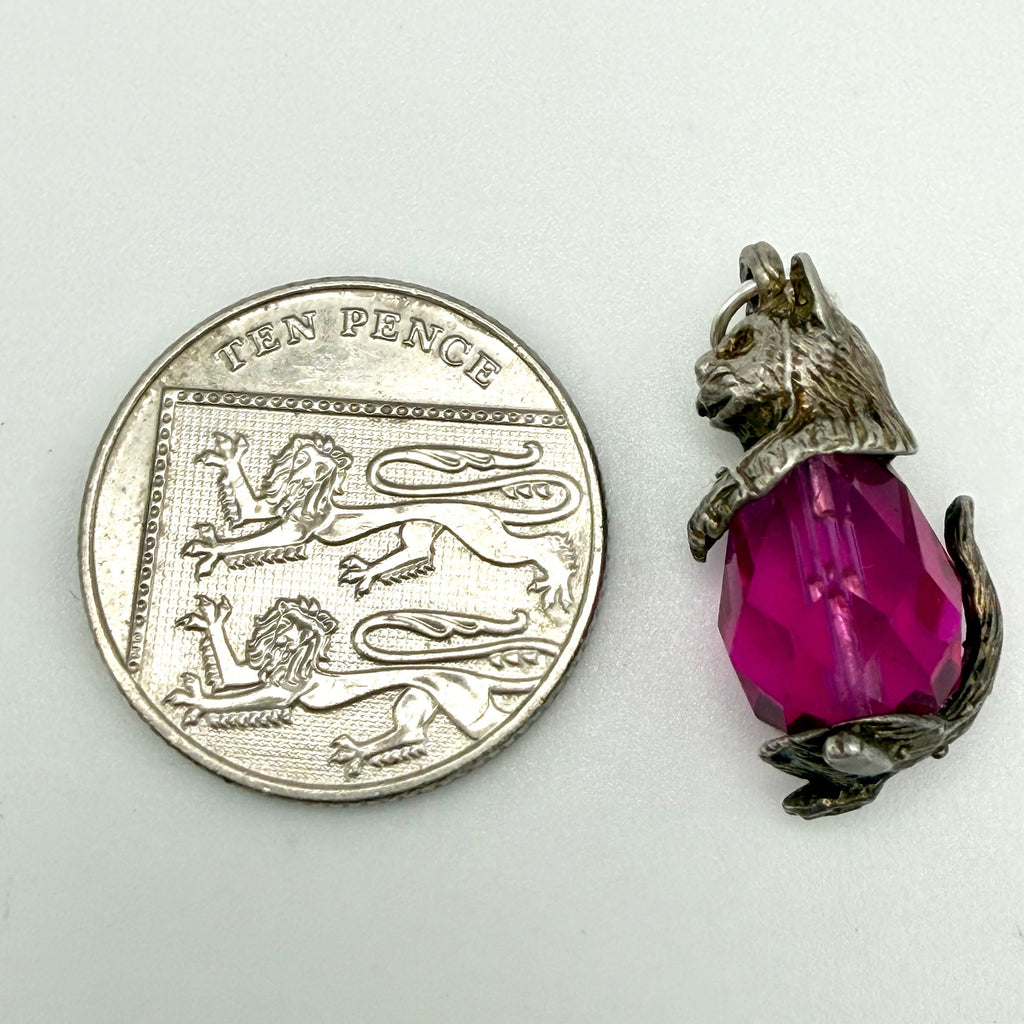 Vintage Sterling Silver Cat Charm