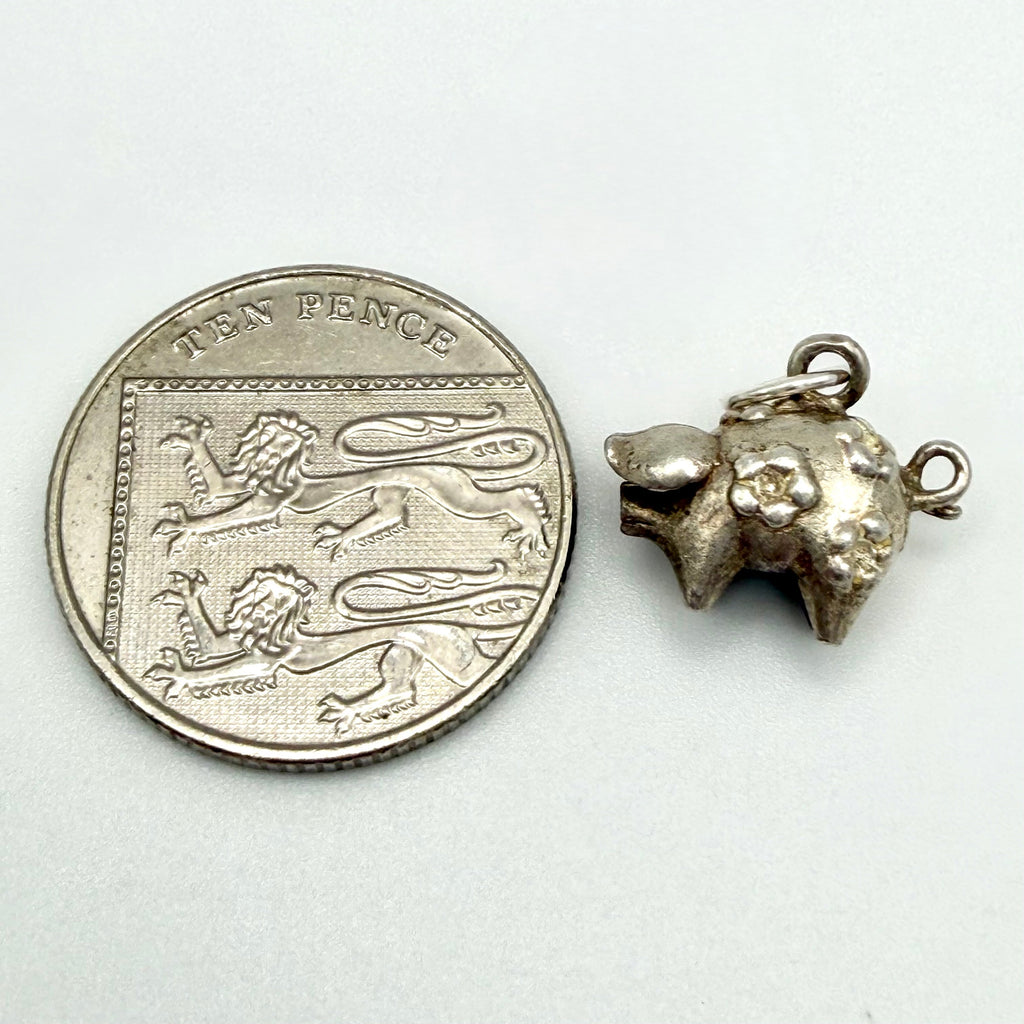 Vintage Sterling Silver Pig Charm