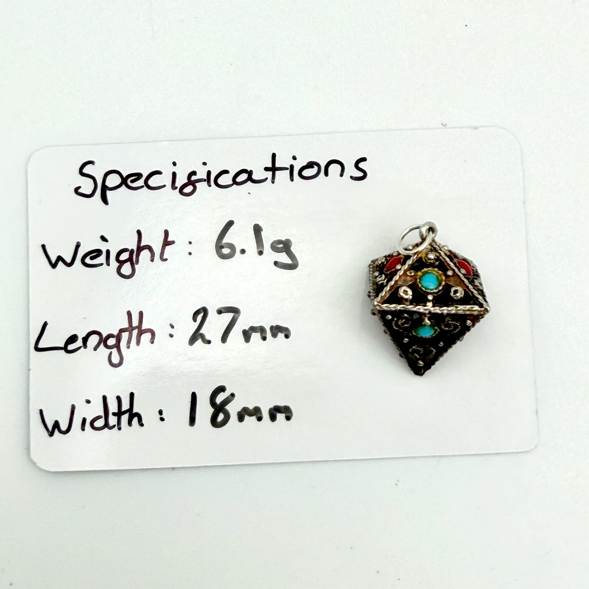 Vintage Sterling Silver filigree triangle charm