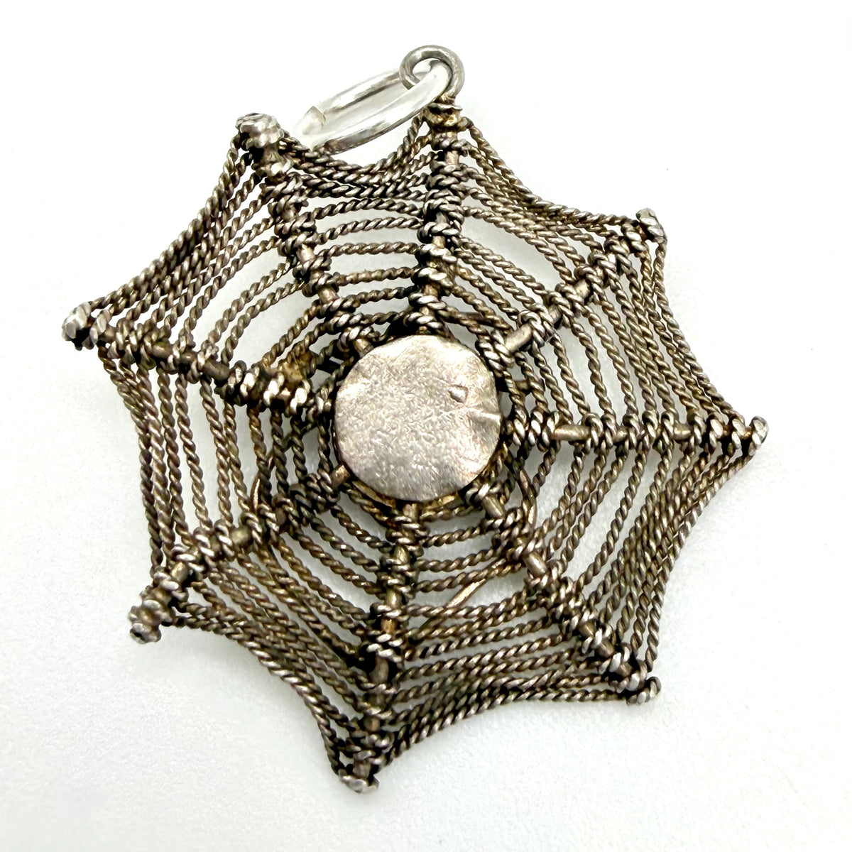Vintage Sterling Silver Spider Cobweb Charm