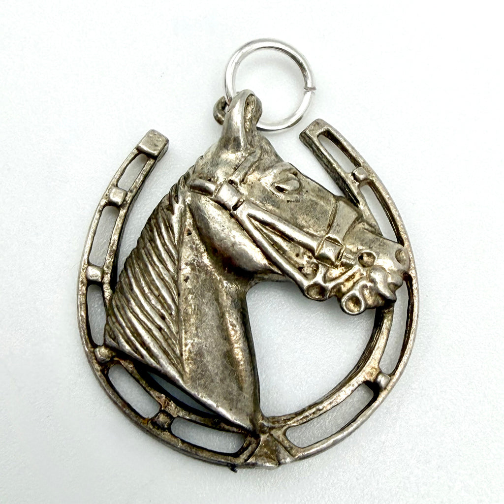 Vintage Sterling Silver Horse Head Horseshoe Charm