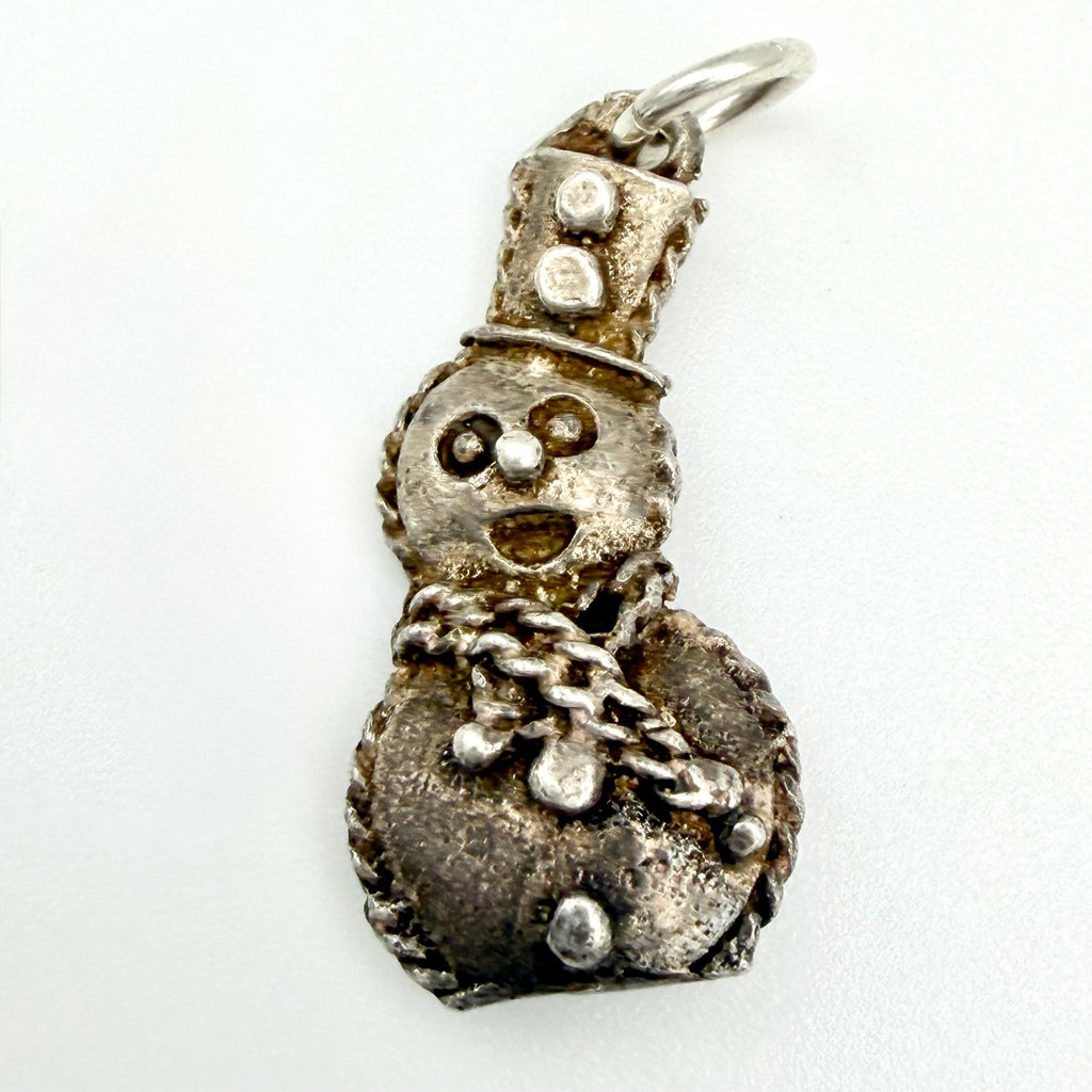 Vintage 925 Sterling Silver Snowman Charm - Pats Silver
