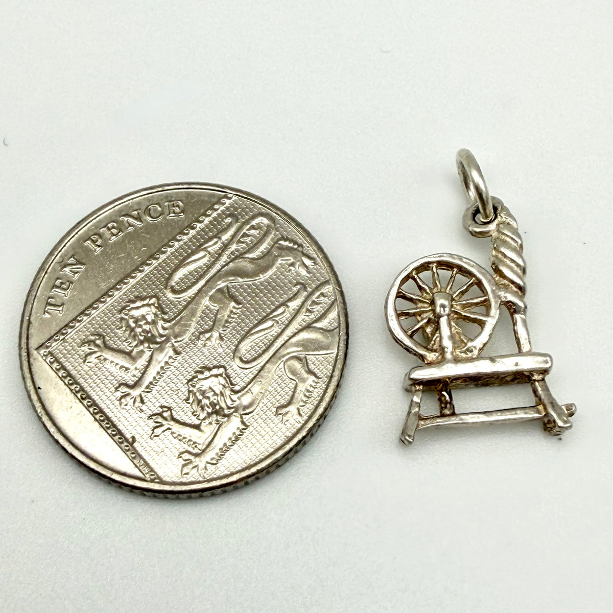 Vintage 925 Sterling Silver Spinning Wheel Charm - Pats Silver