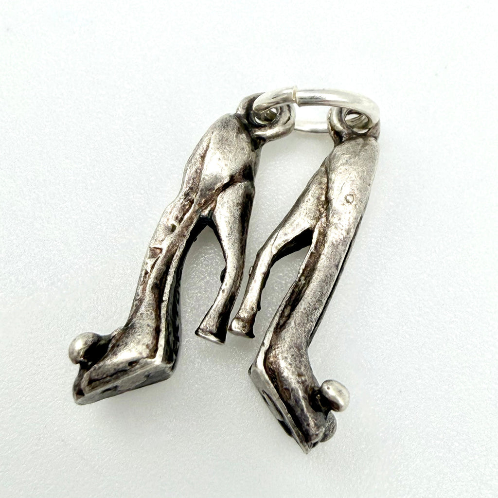 Vintage 925 Sterling Silver Pair of High Heel Stiletto Shoes Charm