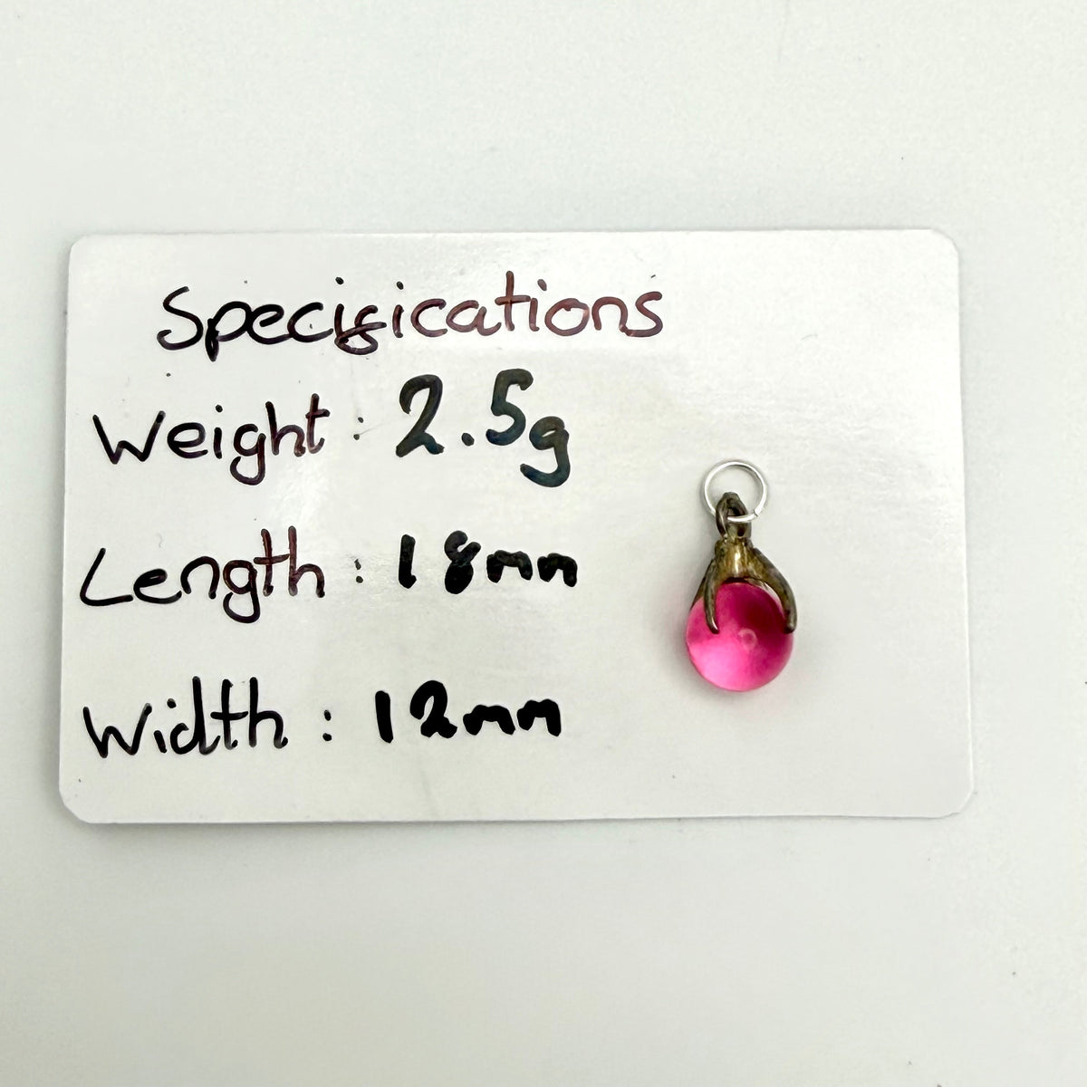 Vintage Sterling Silver Pink Glass Orb Charm