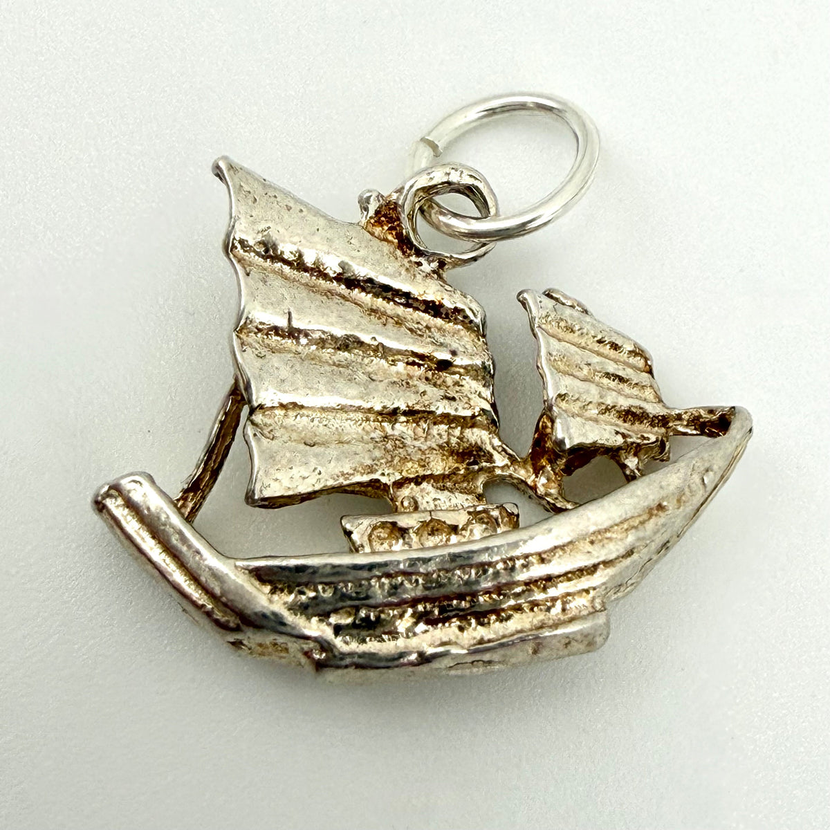 Vintage Sterling Silver Chinese Junk Sailing Boat Charm