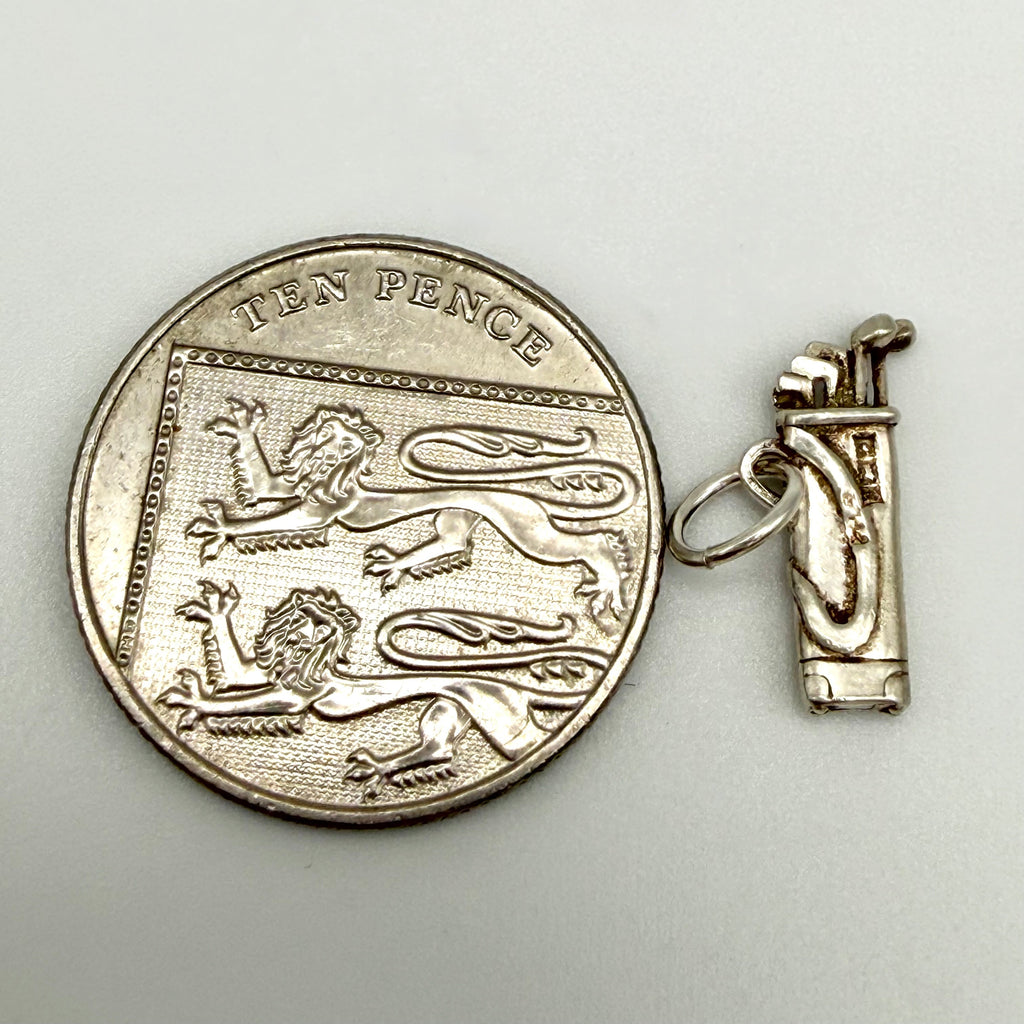 Vintage 925 Sterling Silver Golf Bag Clubs Set Charm