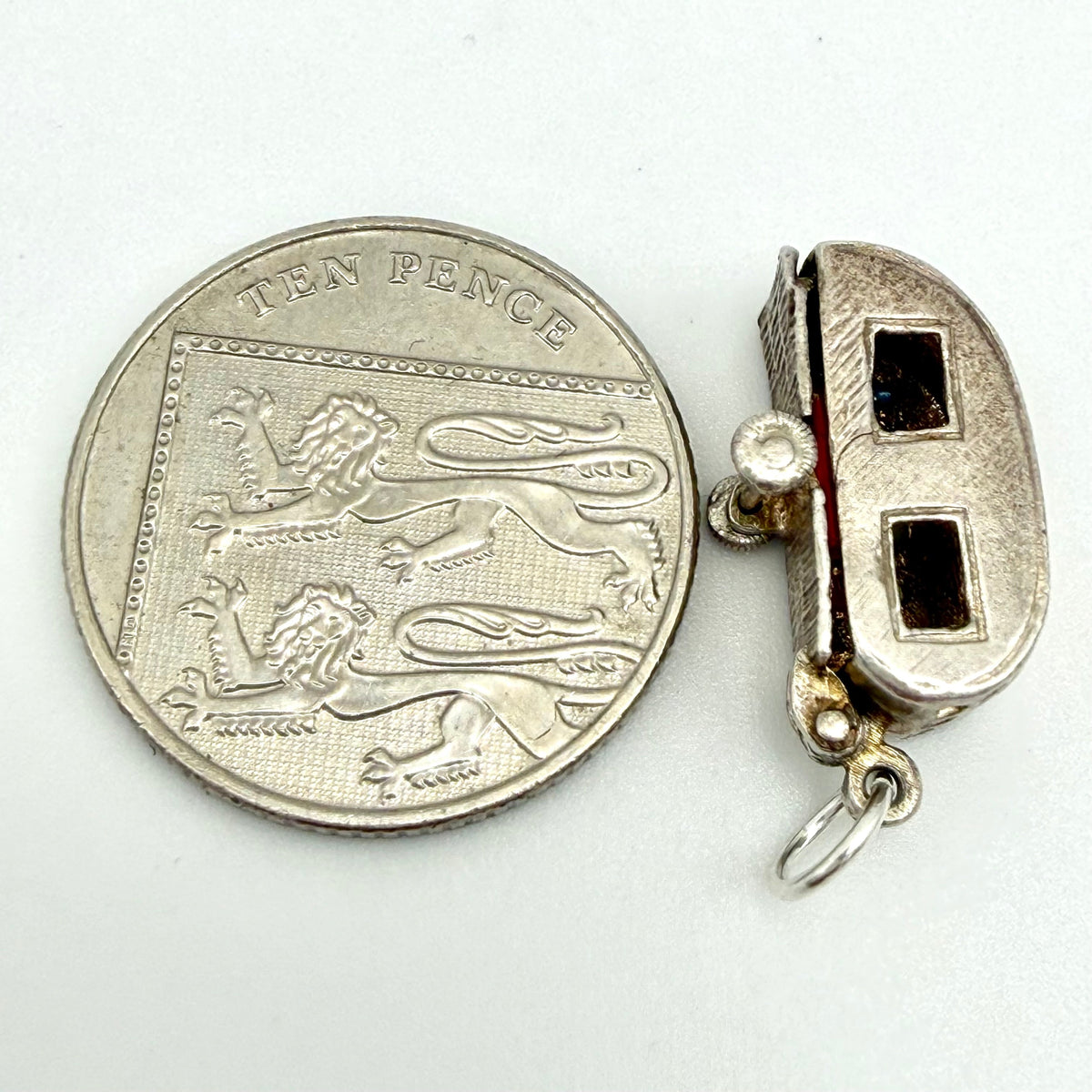 Vintage Sterling Silver enamel caravan charm