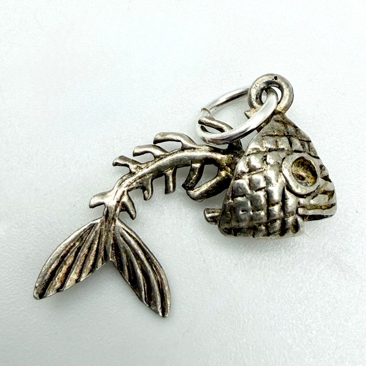 Vintage Sterling Silver Fish Skeleton Charm