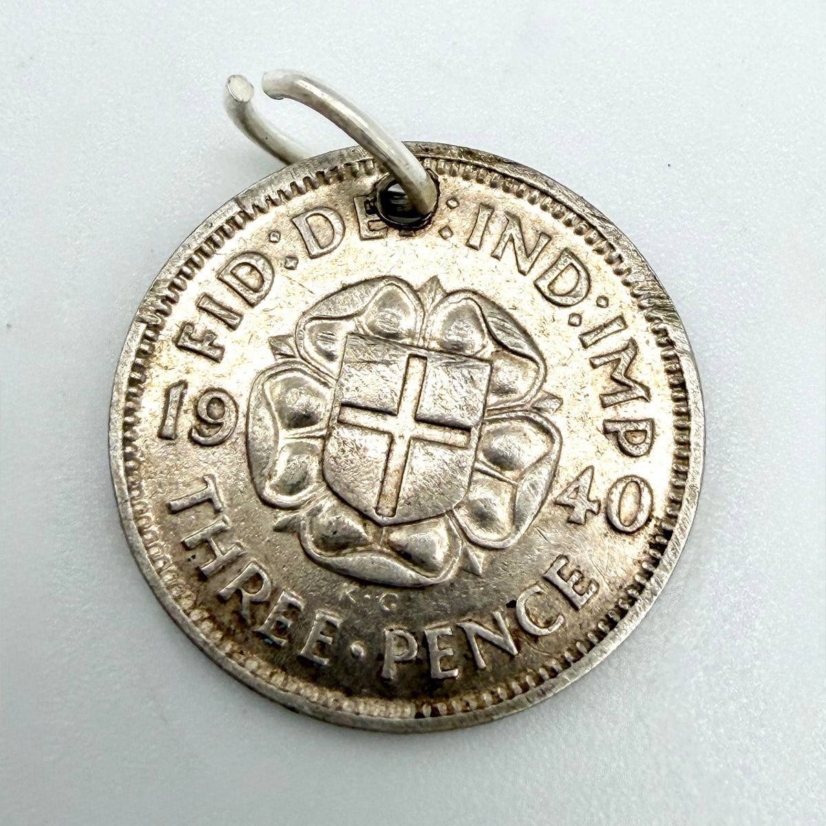 Vintage Silver 1940 Three Pence Coin Charm