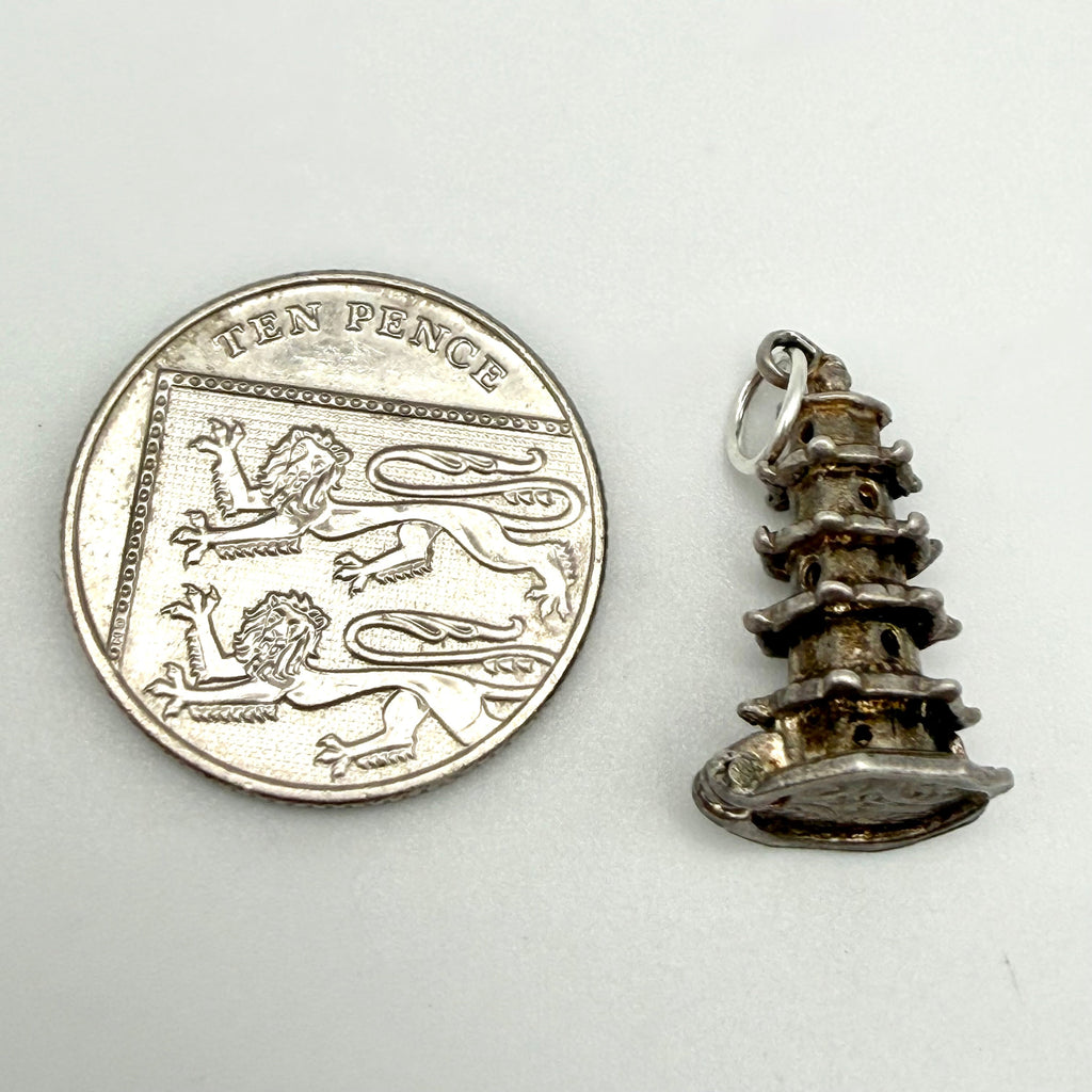 Vintage Sterling Silver Asian Pagoda Monk Charm