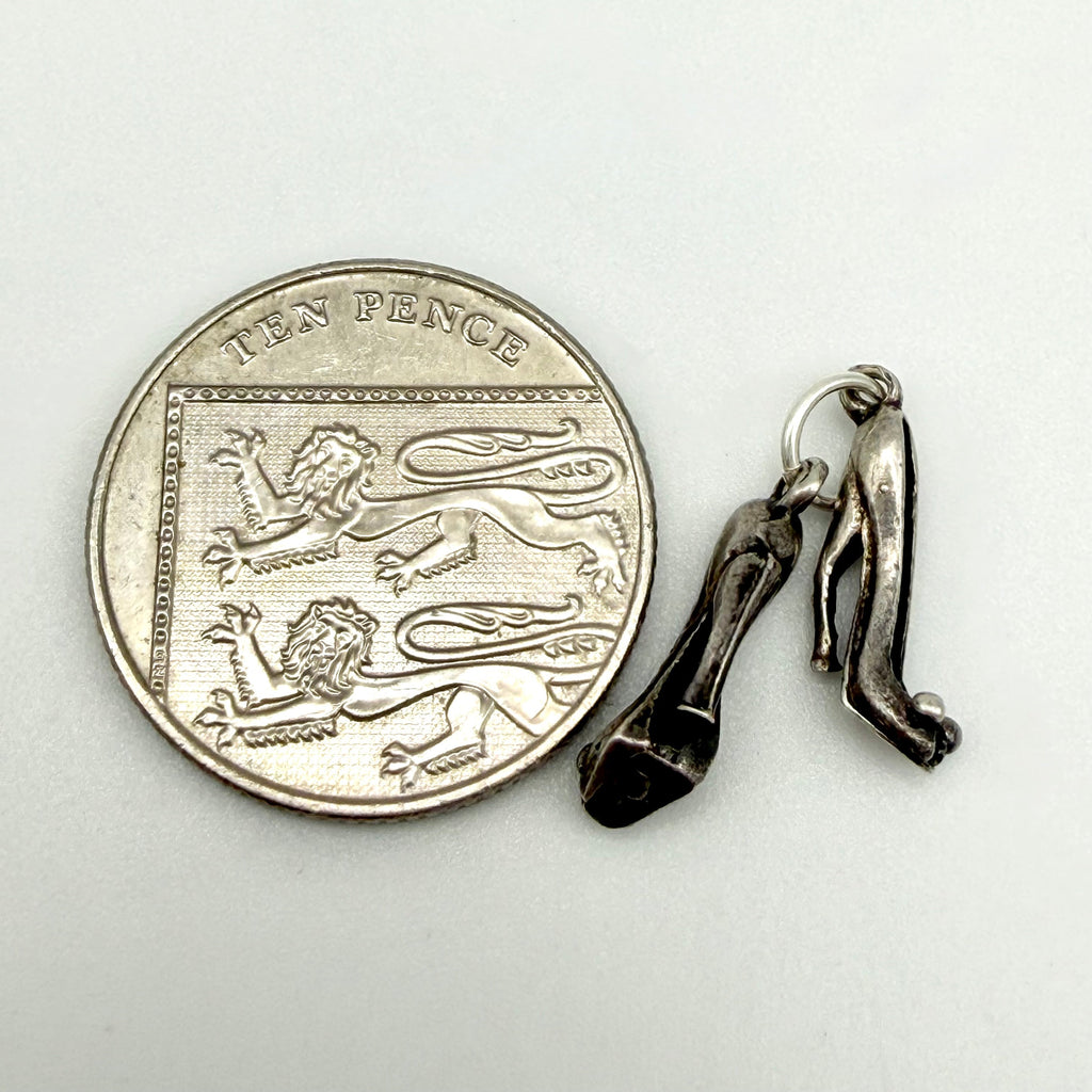 Vintage 925 Sterling Silver Pair of High Heel Stiletto Shoes Charm