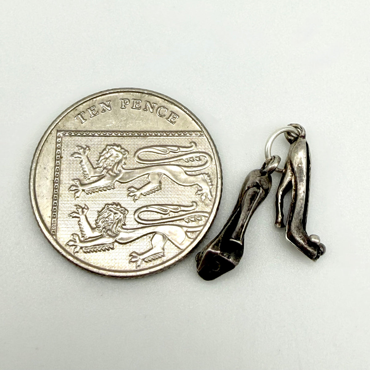 Vintage 925 Sterling Silver Pair of High Heel Stiletto Shoes Charm