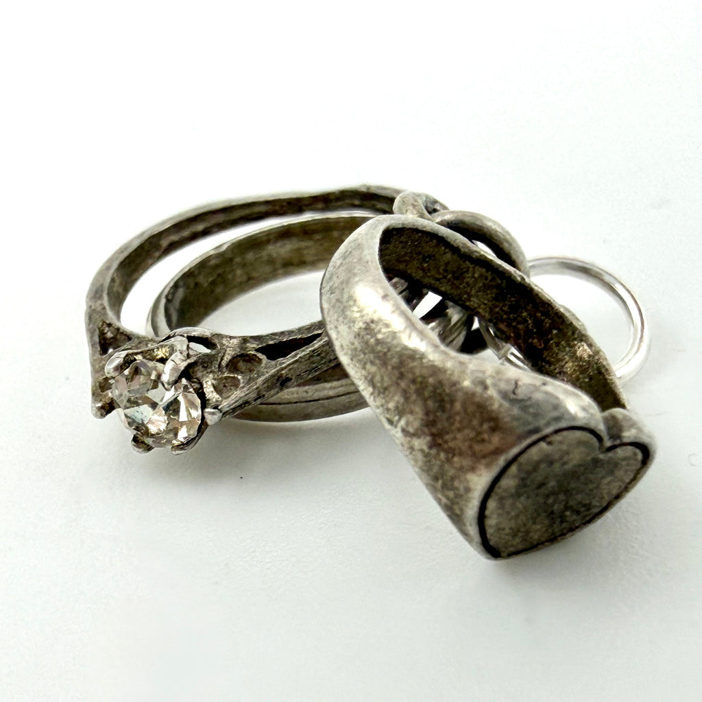 Vintage Sterling Silver Wedding Engagement Rings Charm