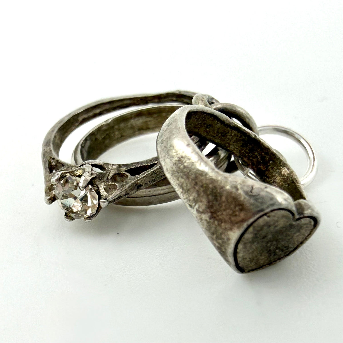 Vintage Sterling Silver Wedding Engagement Rings Charm