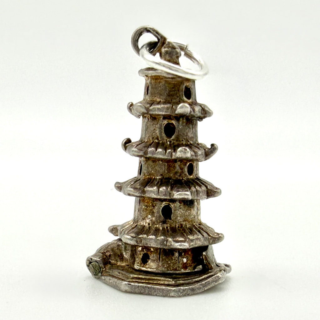 Vintage Sterling Silver Asian Pagoda Monk Charm