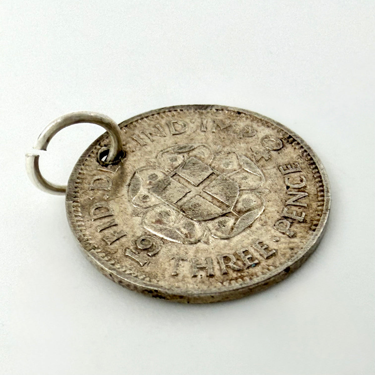 Vintage Silver 1940 Three Pence Coin Charm