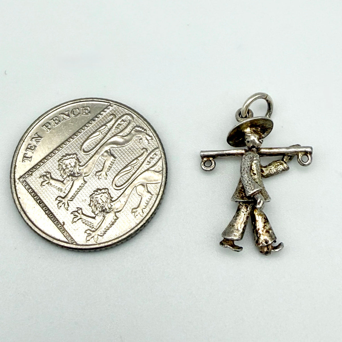 Vintage 925 Sterling Silver Oriental Water Carrier Man Charm - Pats Silver