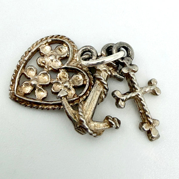 Vintage Sterling Silver Faith Hope Charity Charm