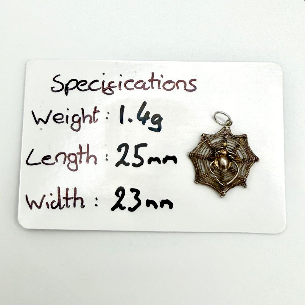 Vintage Sterling Silver Spider Cobweb Charm