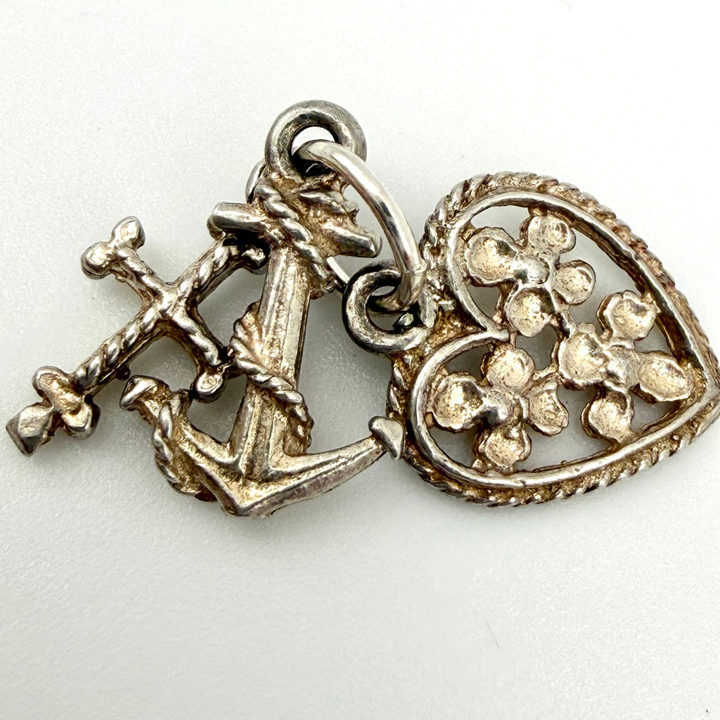 Vintage Sterling Silver Faith Hope Charity Charm