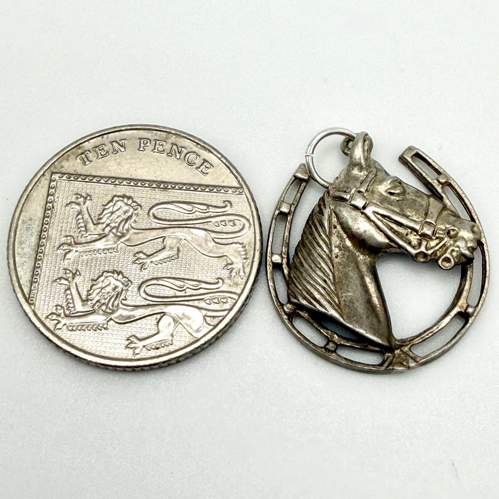 Vintage Sterling Silver Horse Head Horseshoe Charm