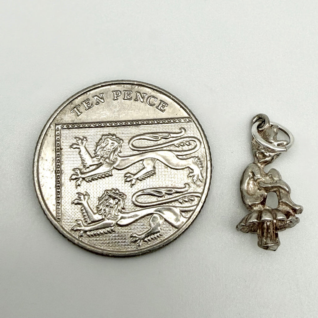 Vintage 925 Sterling Silver Imp On Toadstool Charm