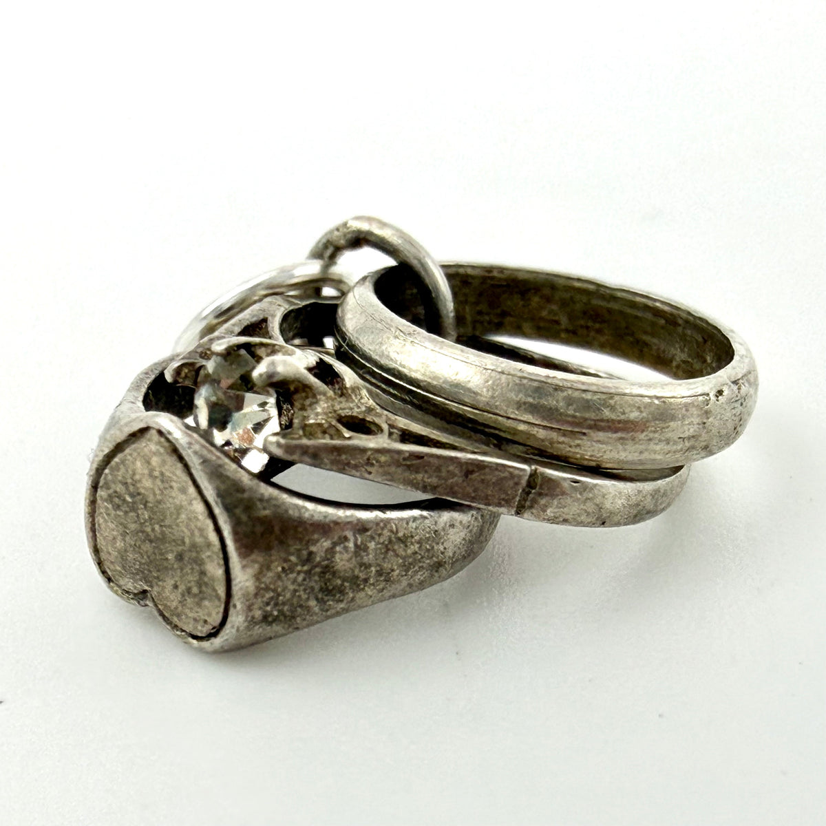 Vintage Sterling Silver Wedding Engagement Rings Charm