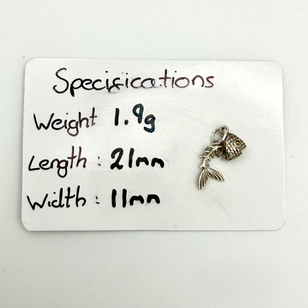 Vintage Sterling Silver Fish Skeleton Charm