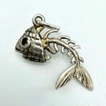 Vintage Sterling Silver Fish Skeleton Charm