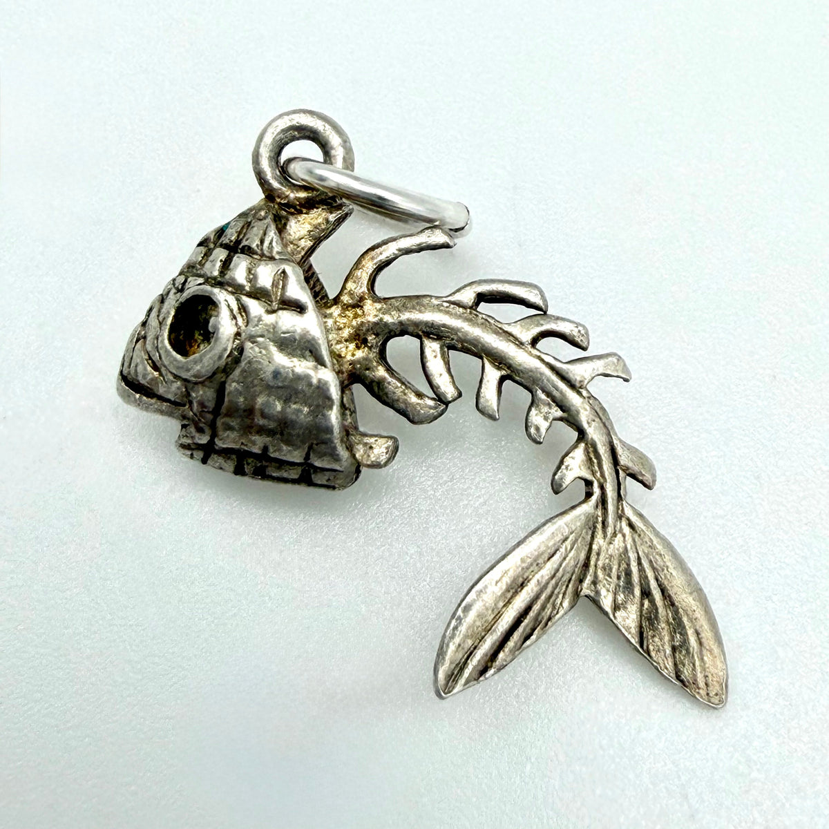 Vintage Sterling Silver Fish Skeleton Charm