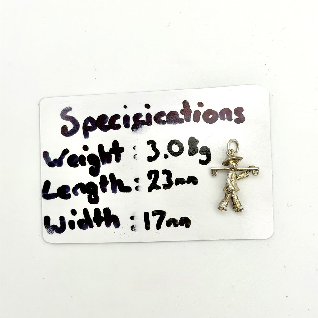 Vintage 925 Sterling Silver Oriental Water Carrier Man Charm - Pats Silver