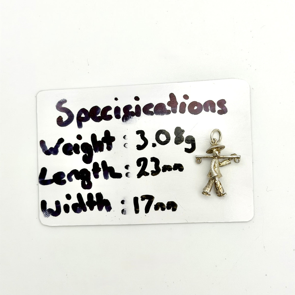 Vintage 925 Sterling Silver Oriental Water Carrier Man Charm - Pats Silver