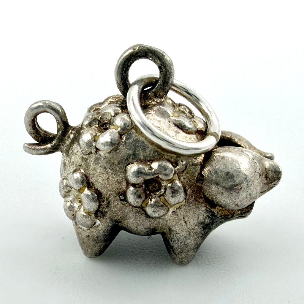 Vintage Sterling Silver Pig Charm