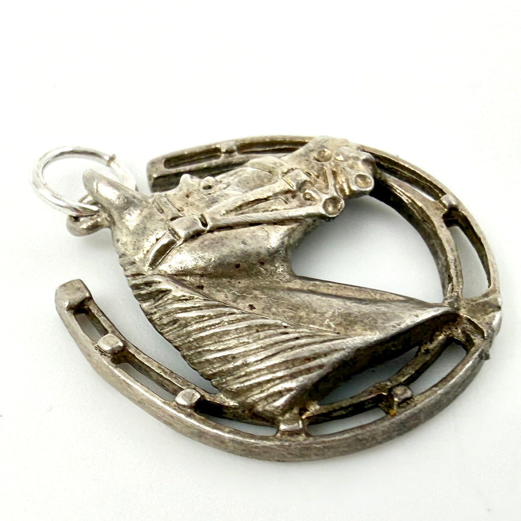 Vintage Sterling Silver Horse Head Horseshoe Charm
