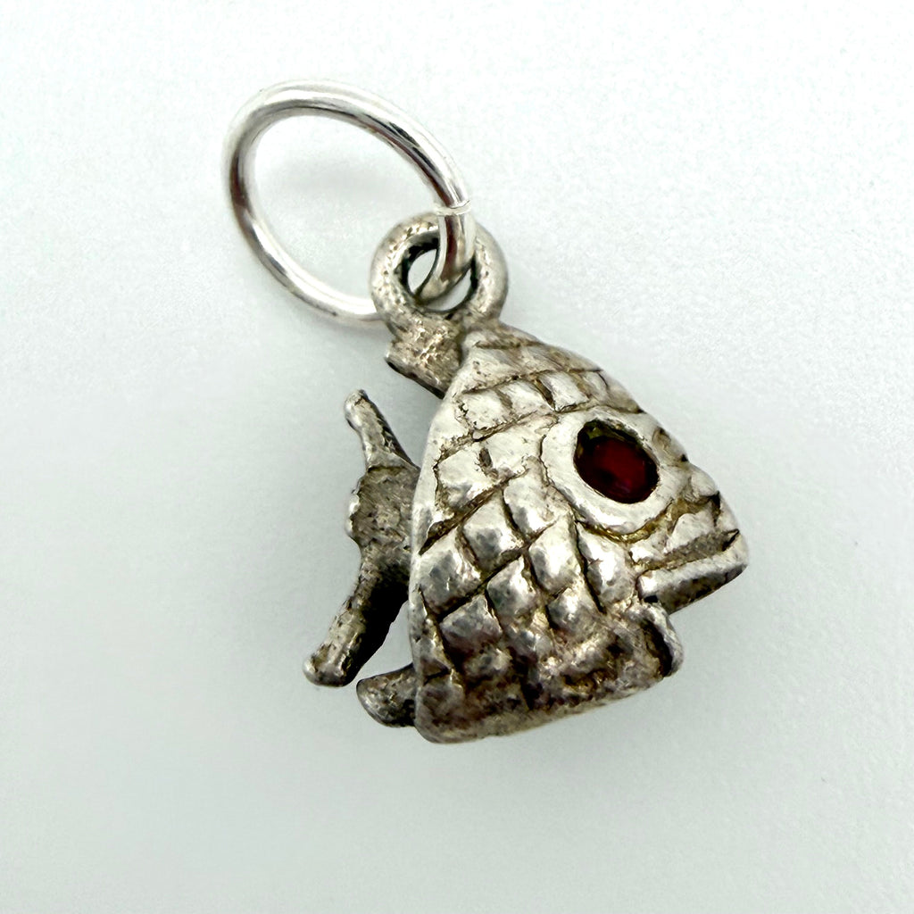 Vintage sterling silver fish head charm