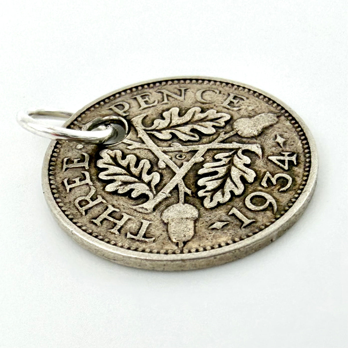 Vintage 1934 Silver Threepence Coin Charm
