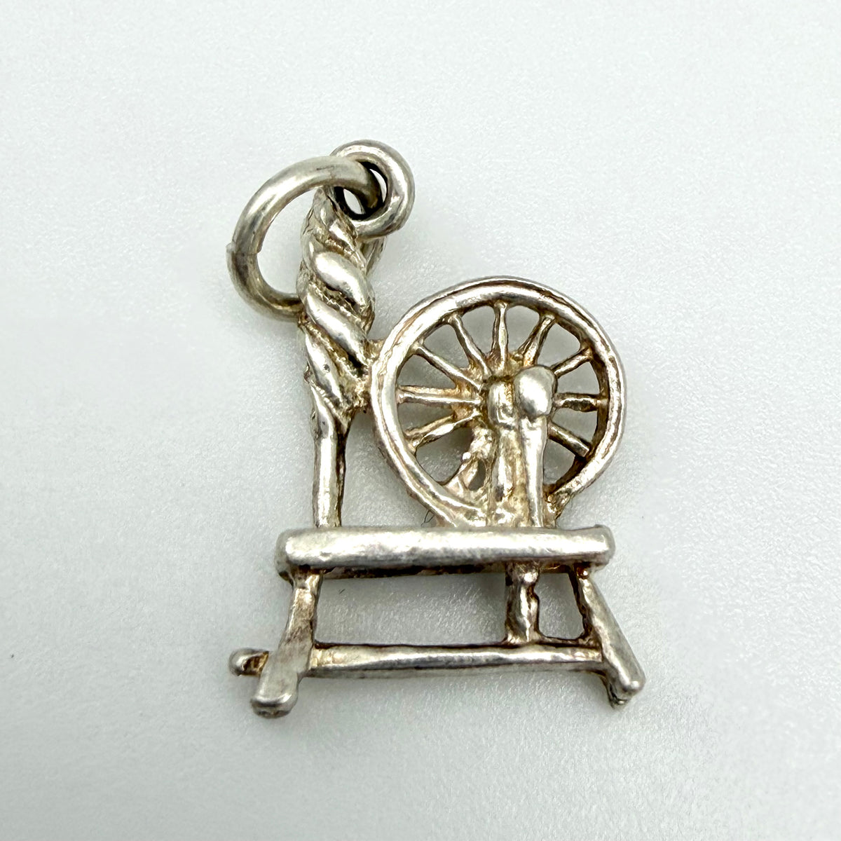 Vintage 925 Sterling Silver Spinning Wheel Charm - Pats Silver
