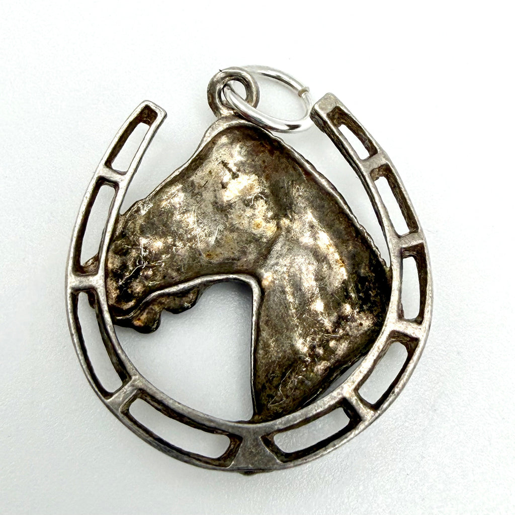 Vintage Sterling Silver Horse Head Horseshoe Charm