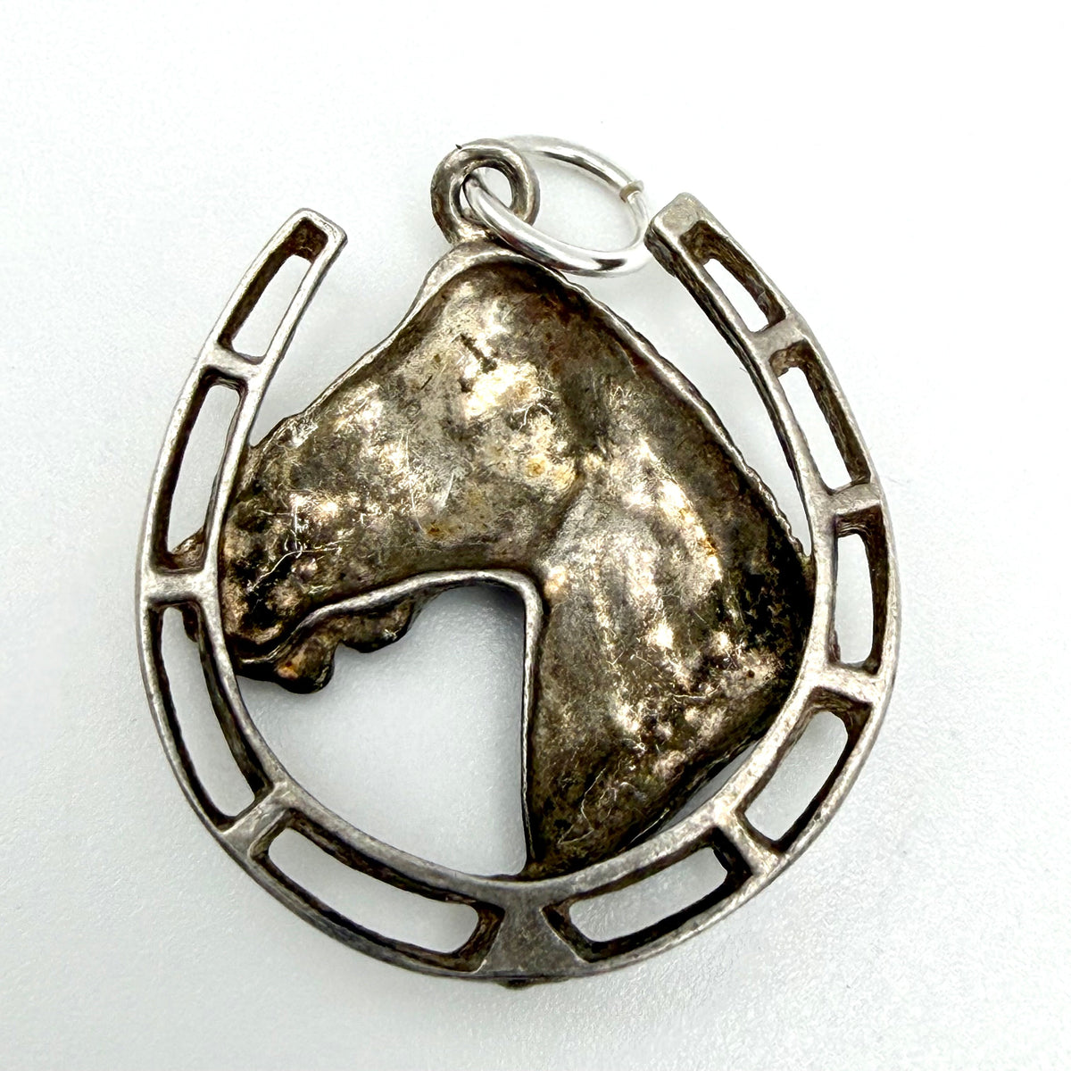 Vintage Sterling Silver Horse Head Horseshoe Charm