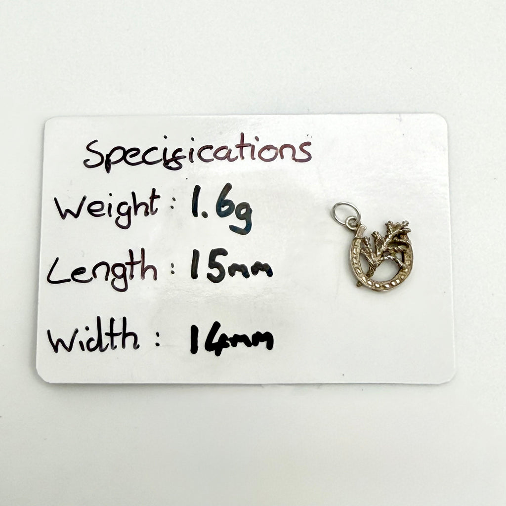 Vintage Sterling Silver Lucky Heather Horseshoe Charm