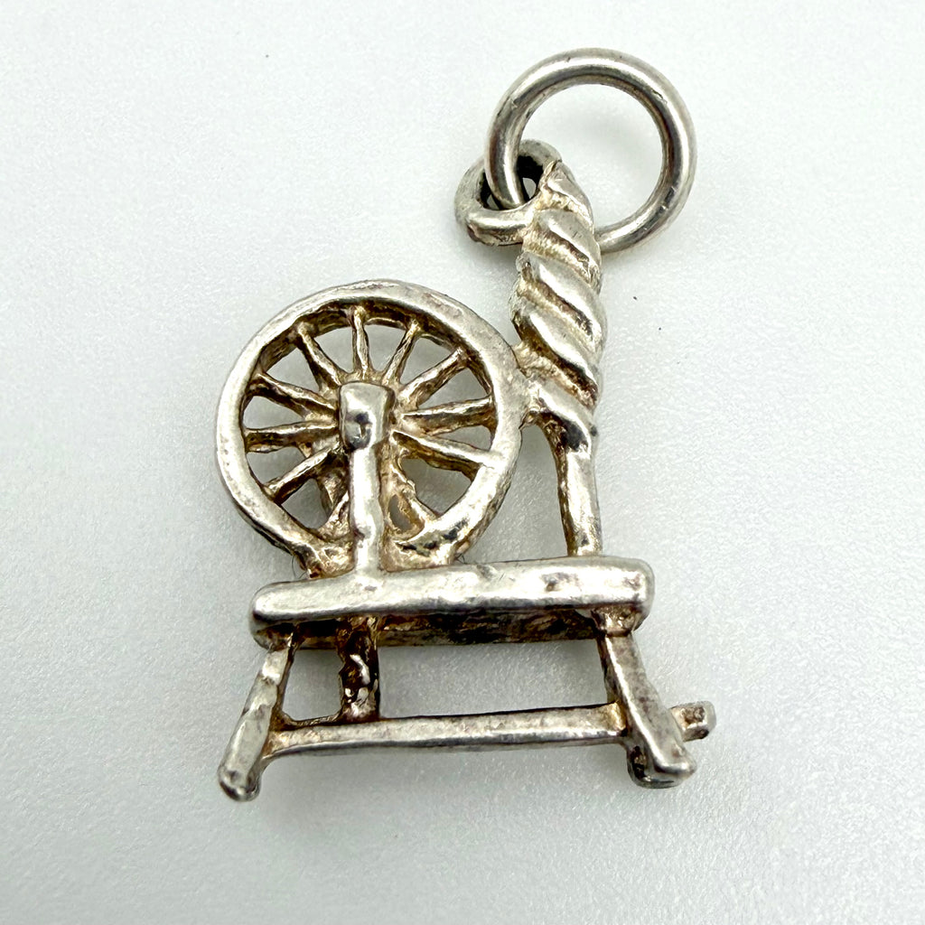 Vintage 925 Sterling Silver Spinning Wheel Charm - Pats Silver
